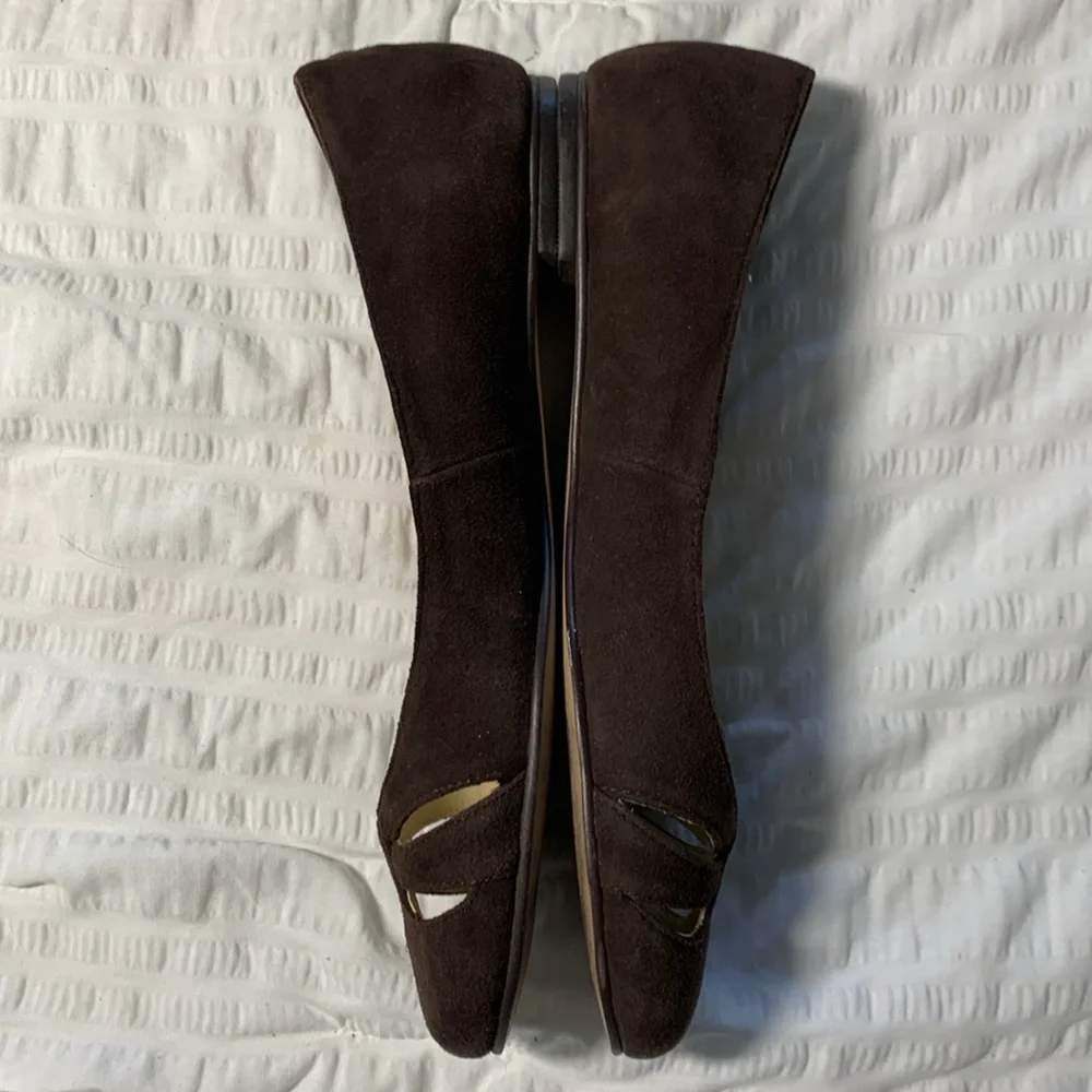 J JILL Dark Brown Suede Cutout Rounded Toe Flats - Picture 8 of 10